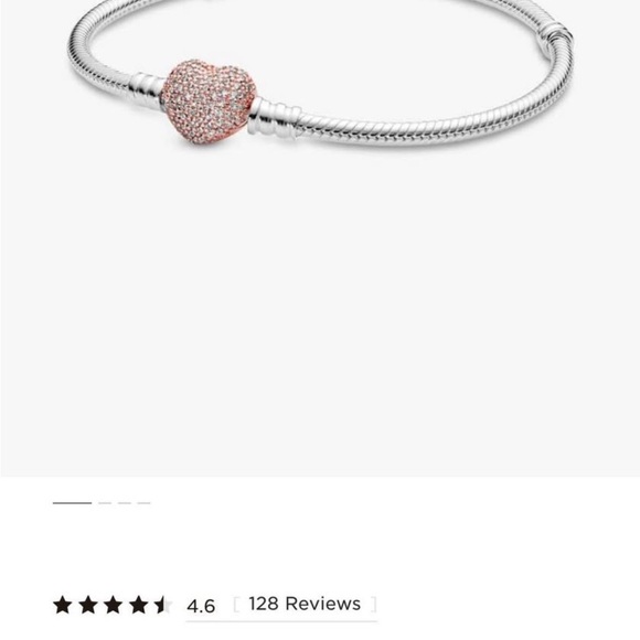 Pandora Jewelry - Pandora Silver Bracelet with Rose Gold Heart Pavé Charm WITH 2 CLIP CHARMS